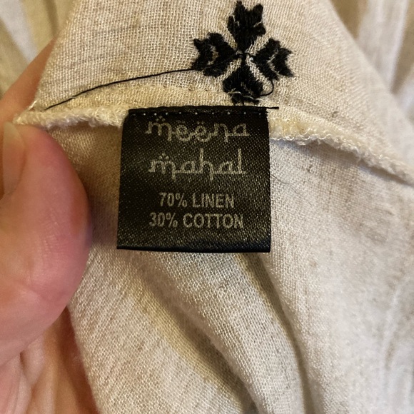 MEENA MAHAL linen and cotton embroidered dress, size S - Picture 3 of 5